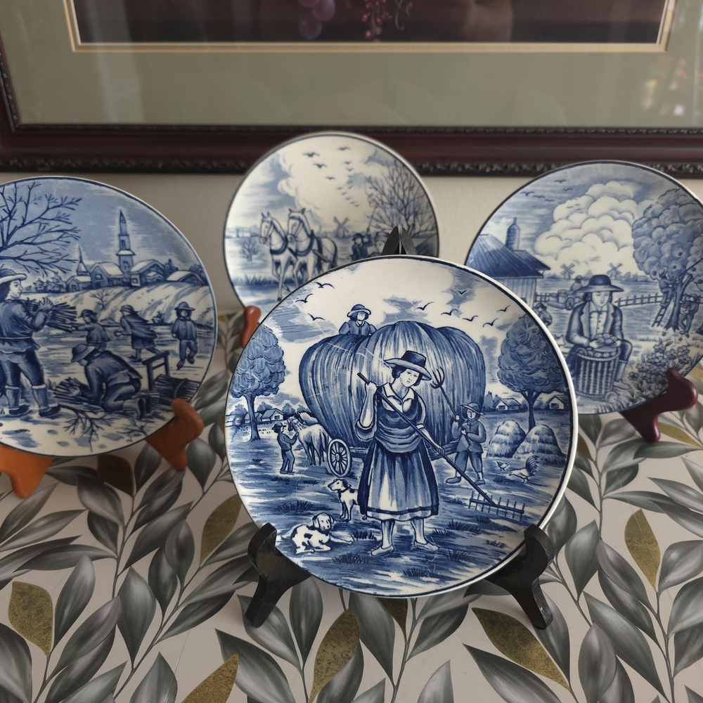 Blue and White Decorative Plates Set
